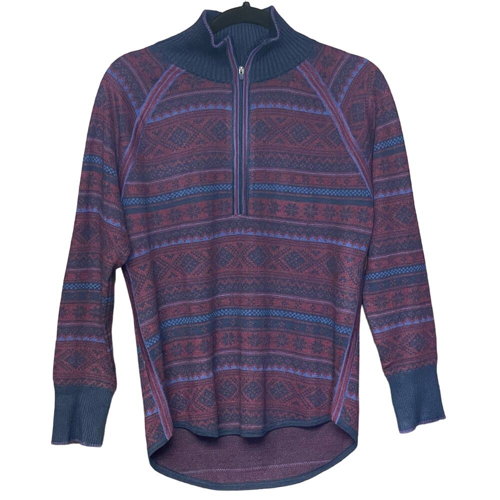 Eddie Bauer 1/4 zip pullover red blue preppy warm ski outdoor women’s medium